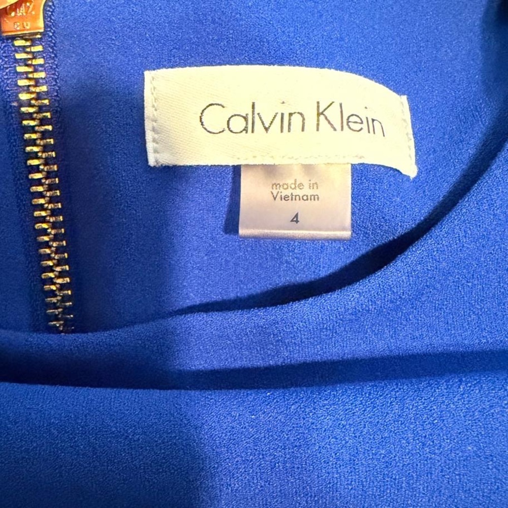 Calvin Klein Royal Blue Midi Dress with Ruffle Sleeves - Picture 3 of 4